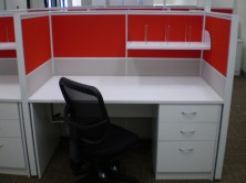 Ecotech Gable Ended Desks. Mobile Ped. Staxis Tile Base Screens And Screen Hung Shelf